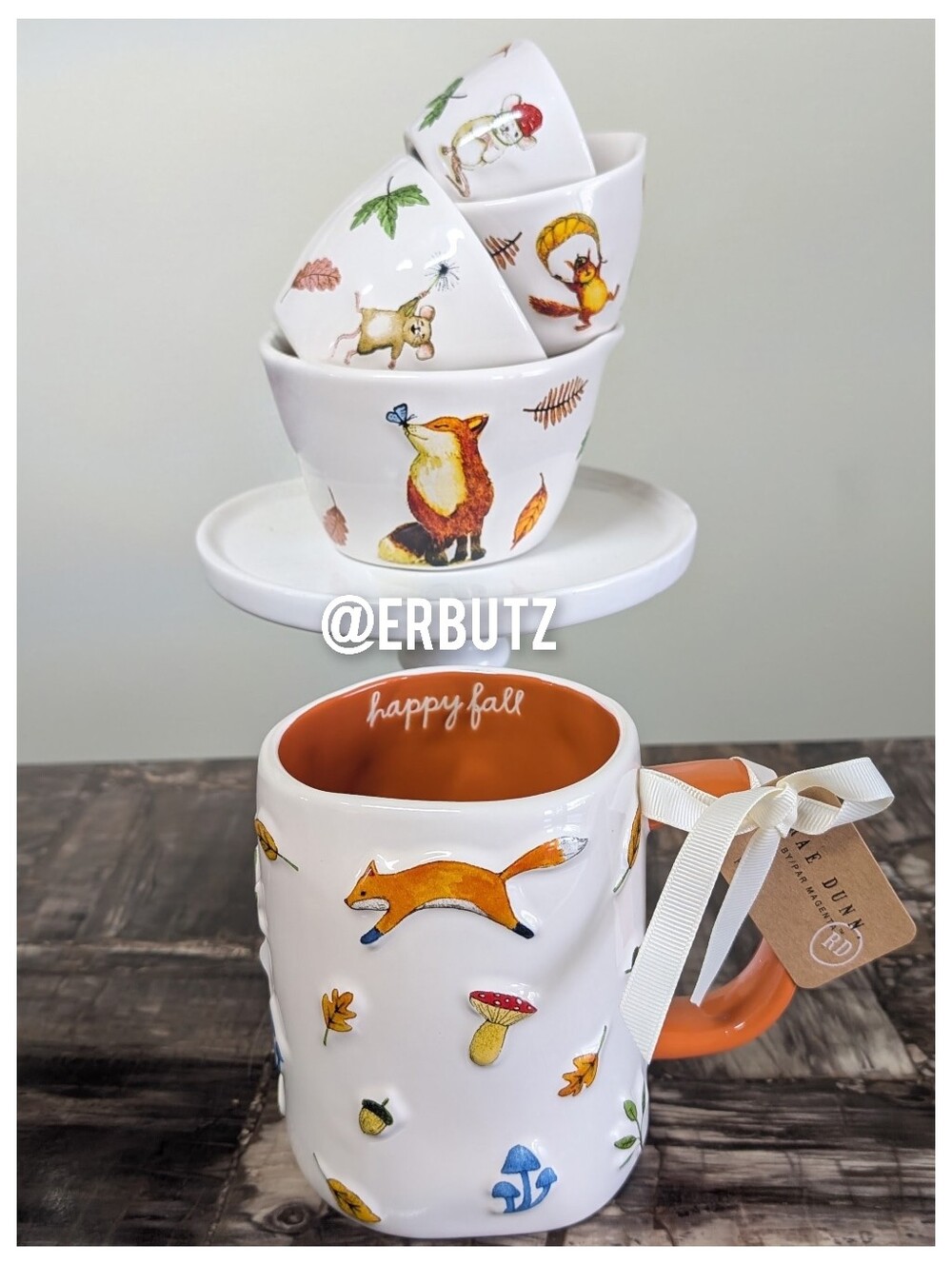 Rae Dunn Autumn Icon Measuring Cups and Matching HAPPY FALL Mug Bundle 🦊🐭